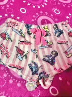 Cute Pink Plush Chucky Child’s Play Soft Pajama Shorts Size Small